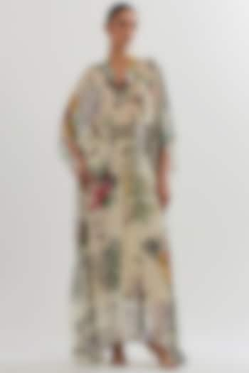 Multi-Colored Georgette Printed Kaftan by Kavita Bhartia