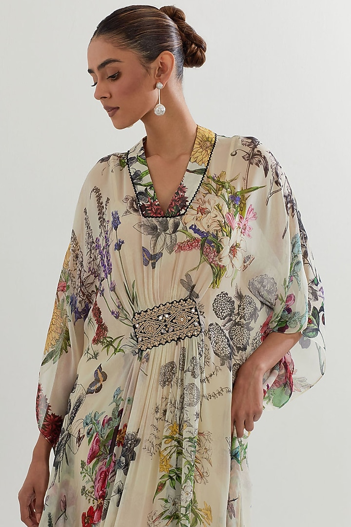 Multi-Colored Georgette Printed Kaftan by Kavita Bhartia at Pernia's Pop Up Shop
