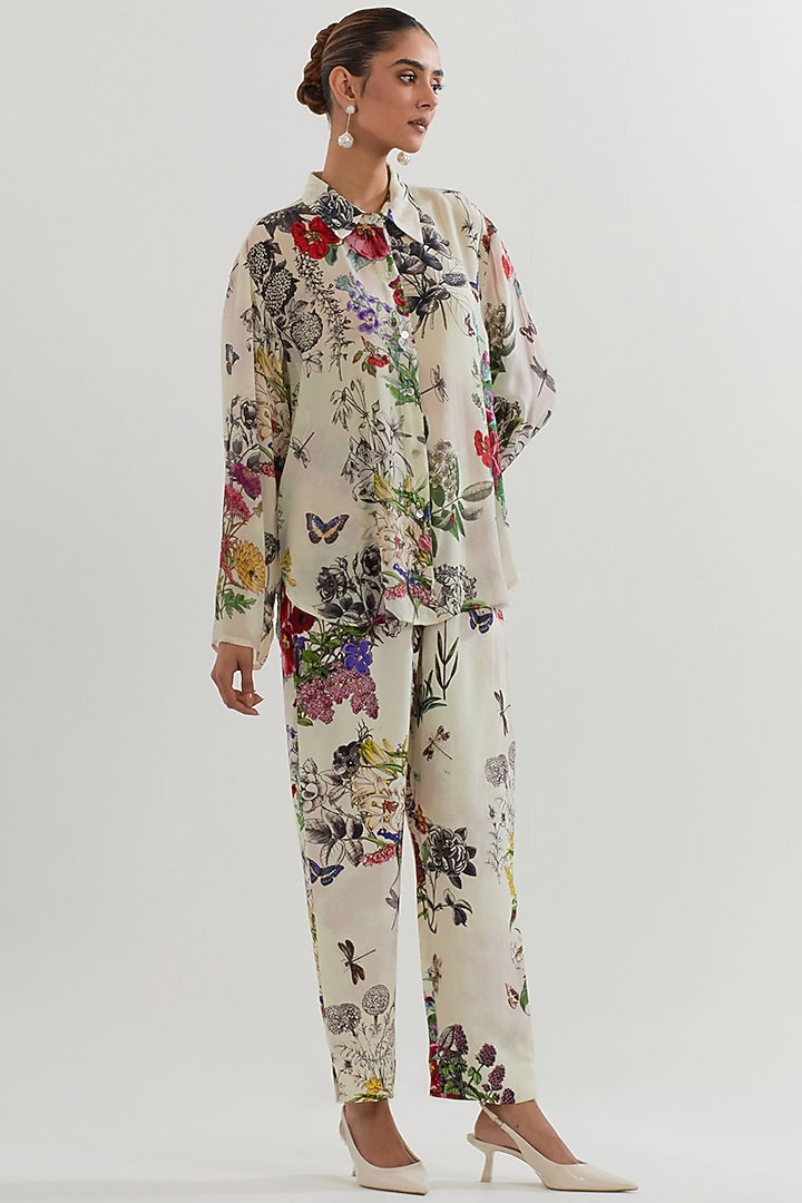 Multi-Colored Crepe & Georgette Printed Co-Ord Set by Kavita Bhartia at Pernia's Pop Up Shop