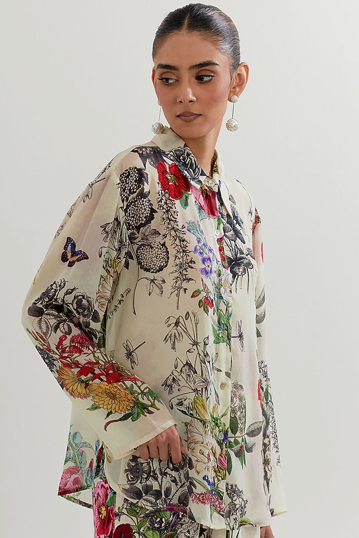 Multi-Colored Crepe & Georgette Printed Co-Ord Set by Kavita Bhartia at Pernia's Pop Up Shop