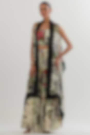 Multi-Colored Georgette Printed Paneled Pant Set by Kavita Bhartia at Pernia's Pop Up Shop