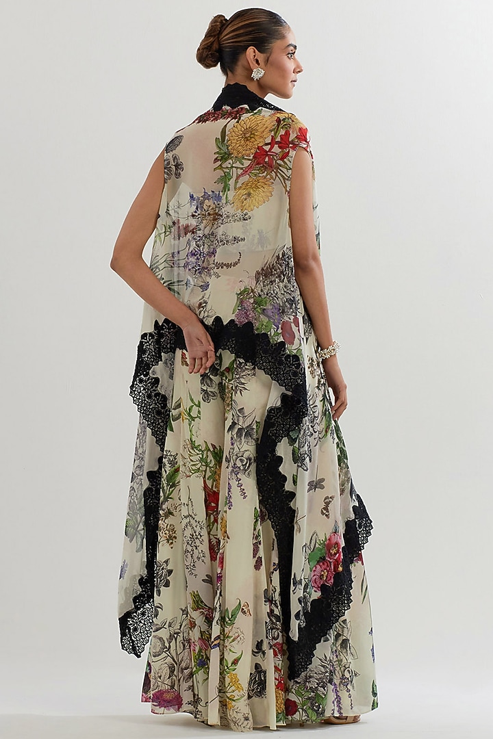 Multi-Colored Georgette Printed Paneled Pant Set by Kavita Bhartia at Pernia's Pop Up Shop