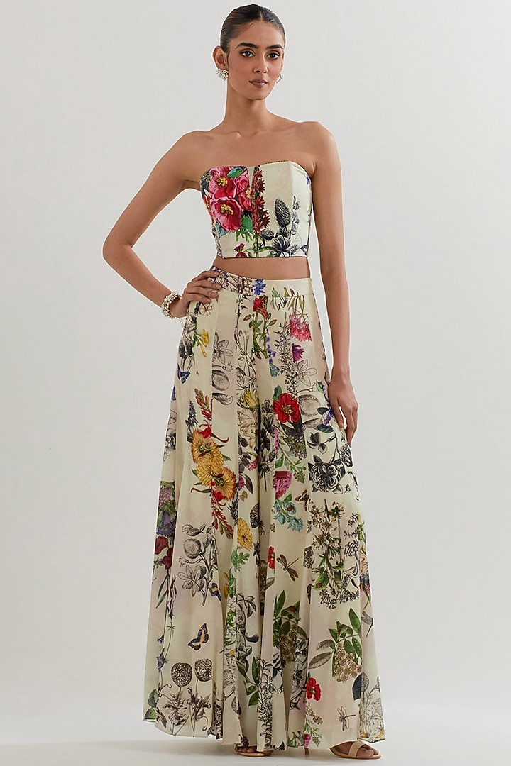 Multi-Colored Georgette Printed Paneled Pant Set by Kavita Bhartia at Pernia's Pop Up Shop