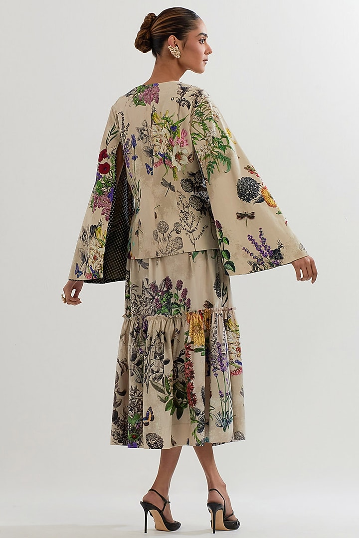 Multi-Colored Cotton Lycra Printed Tiered Skirt Set by Kavita Bhartia at Pernia's Pop Up Shop