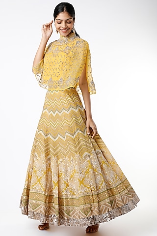 Mango Chanderi Gota Patti Embroidered Skirt Set by Kavita Bhartia