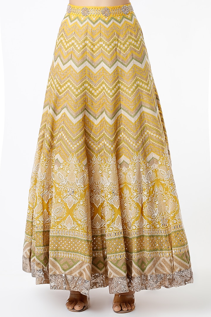 Mango Chanderi Gota Patti Embroidered Skirt Set by Kavita Bhartia at Pernia's Pop Up Shop