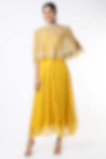 Mango Draped Dress With Cape by Kavita Bhartia