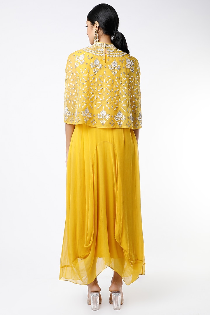 Mango Draped Cocktail Dress With Cape by Kavita Bhartia at Pernia's Pop Up Shop