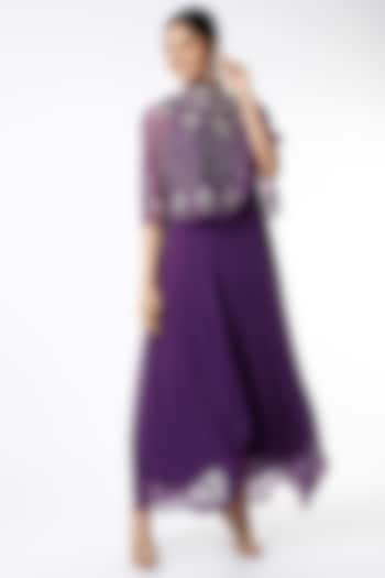 Purple Draped Dress With Cape by Kavita Bhartia
