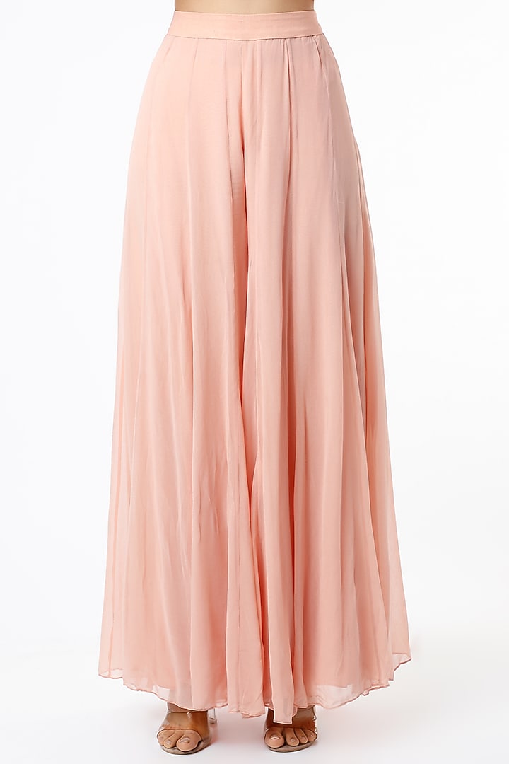Peach Georgette Panelled Wedding Sharara Set by Kavita Bhartia at Pernia's Pop Up Shop