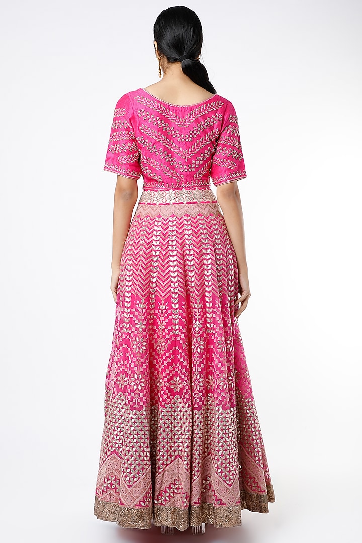 Hot Pink Embroidered Wedding Lehenga Set by Kavita Bhartia at Pernia's Pop Up Shop