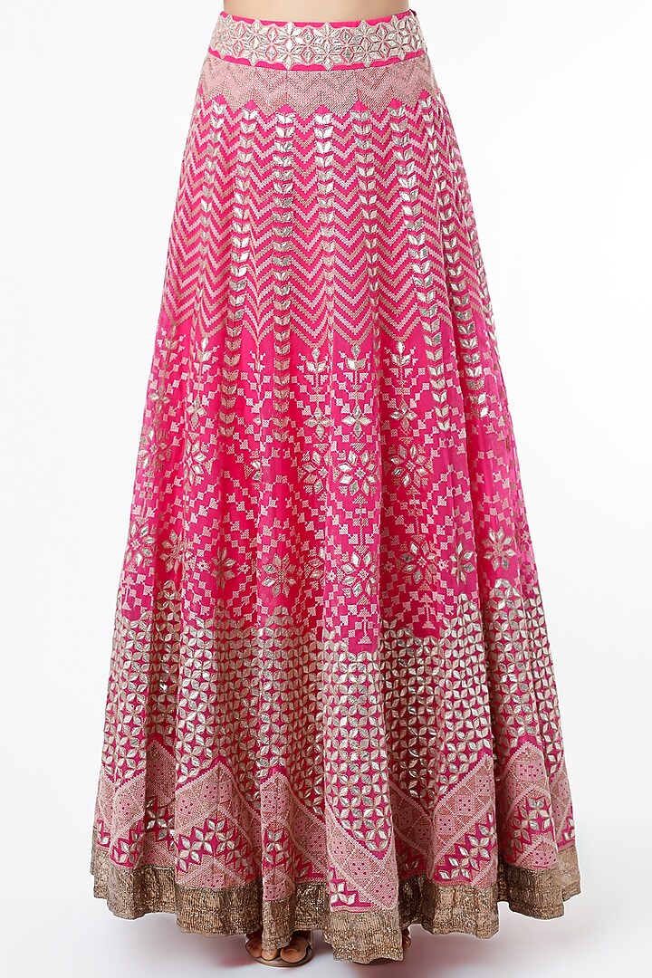 Hot Pink Embroidered Wedding Lehenga Set by Kavita Bhartia at Pernia's Pop Up Shop