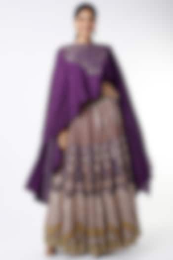 Purple Skirt Set With Gota Patti Work by Kavita Bhartia
