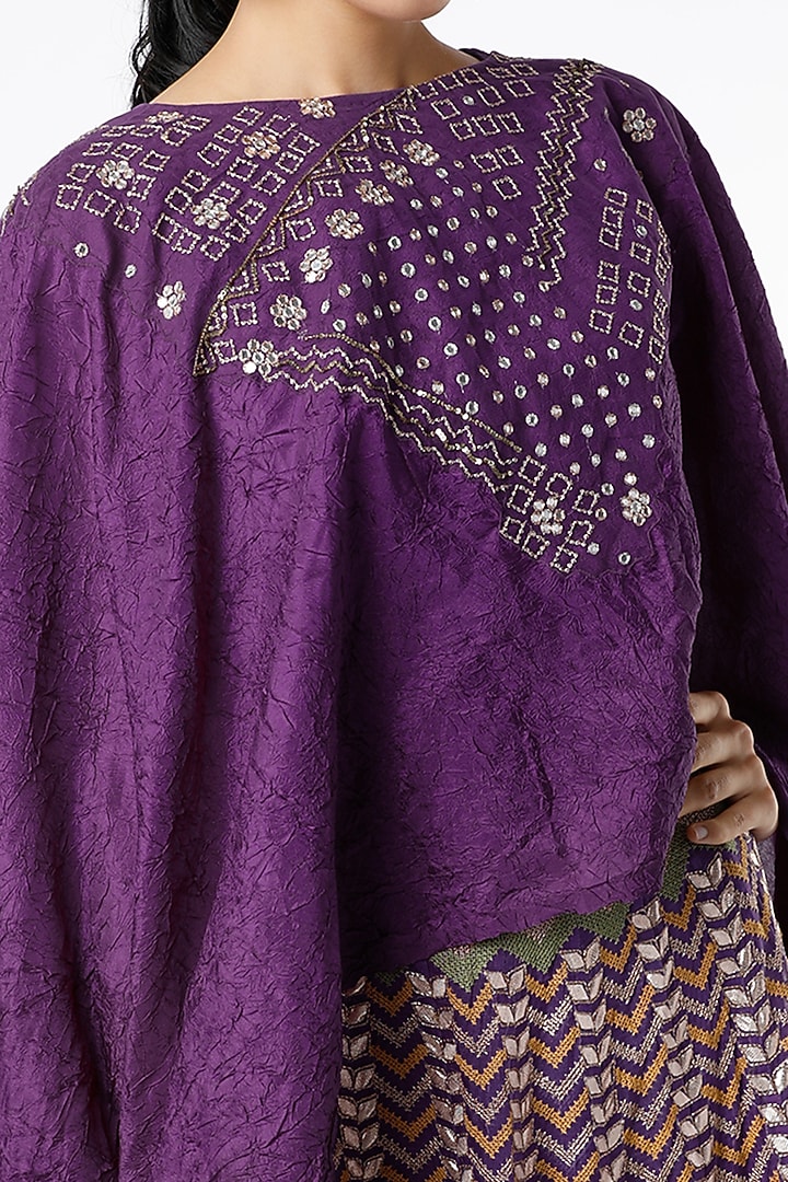 Purple Organza Gota Patti Work Skirt Set by Kavita Bhartia at Pernia's Pop Up Shop