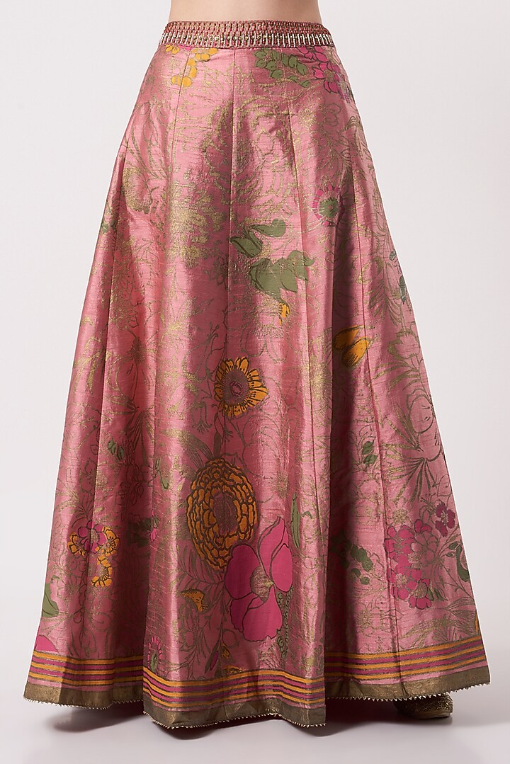 Salmon Pink Floral Printed Skirt Set by Kavita Bhartia at Pernia's Pop Up Shop