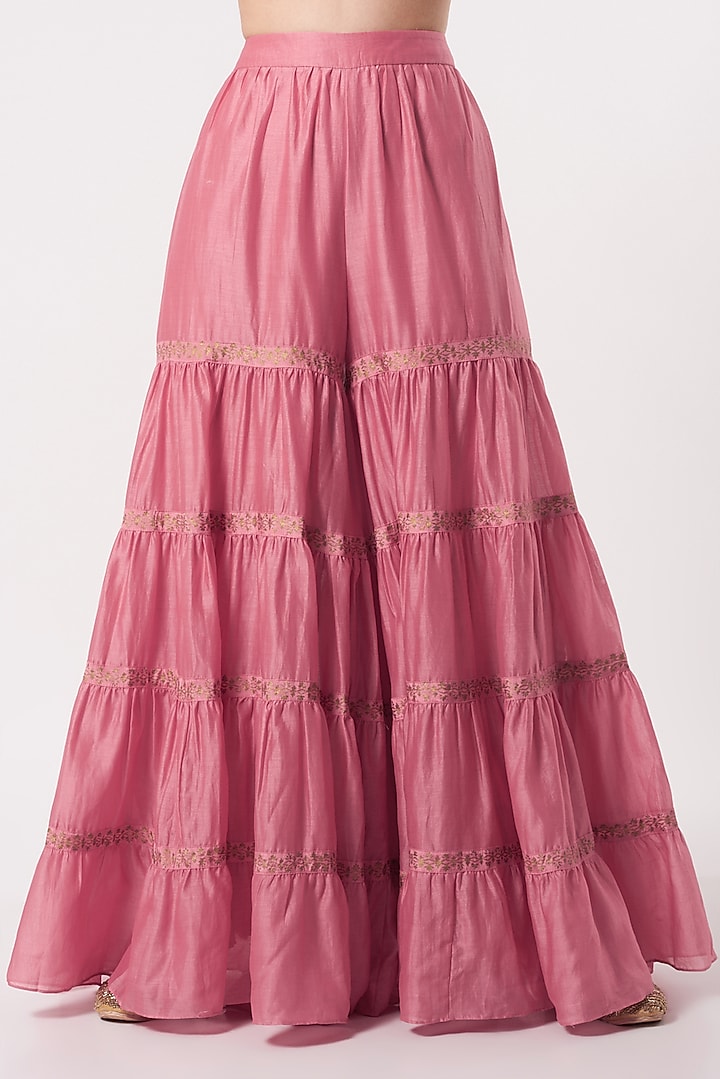 Salmon Pink Embellished Wedding Sharara Set by Kavita Bhartia at Pernia's Pop Up Shop