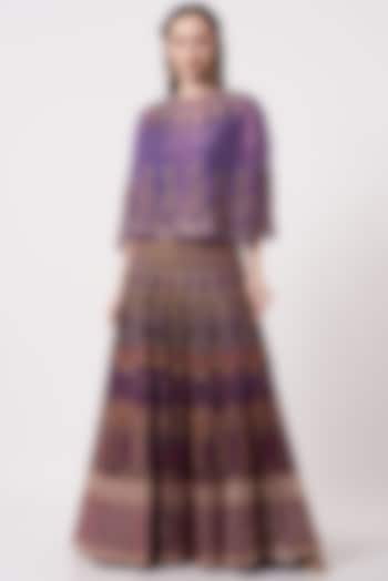 Purple Embroidered Skirt Set by Kavita Bhartia at Pernia's Pop Up Shop