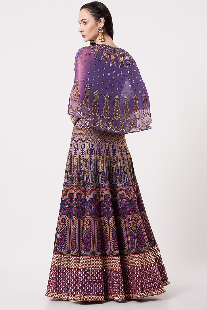 Purple Embroidered Skirt Set by Kavita Bhartia at Pernia's Pop Up Shop