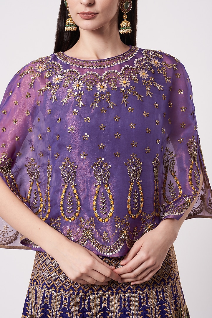 Purple Embroidered Skirt Set by Kavita Bhartia at Pernia's Pop Up Shop