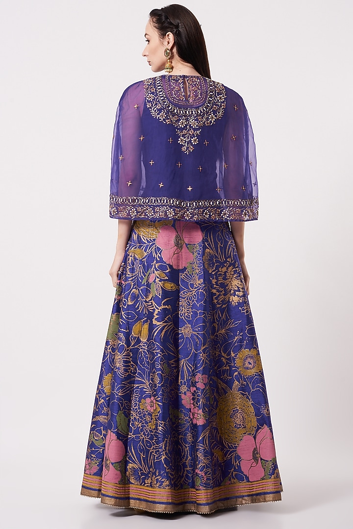 Purple Floral Printed Skirt Set by Kavita Bhartia at Pernia's Pop Up Shop