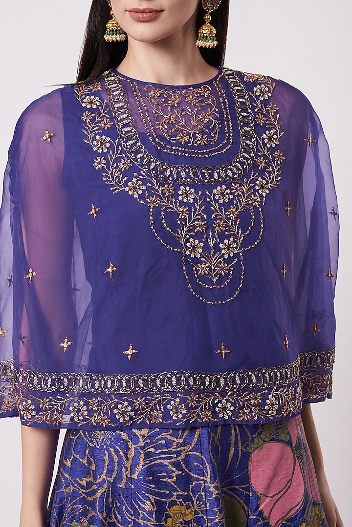 Purple Floral Printed Skirt Set by Kavita Bhartia at Pernia's Pop Up Shop