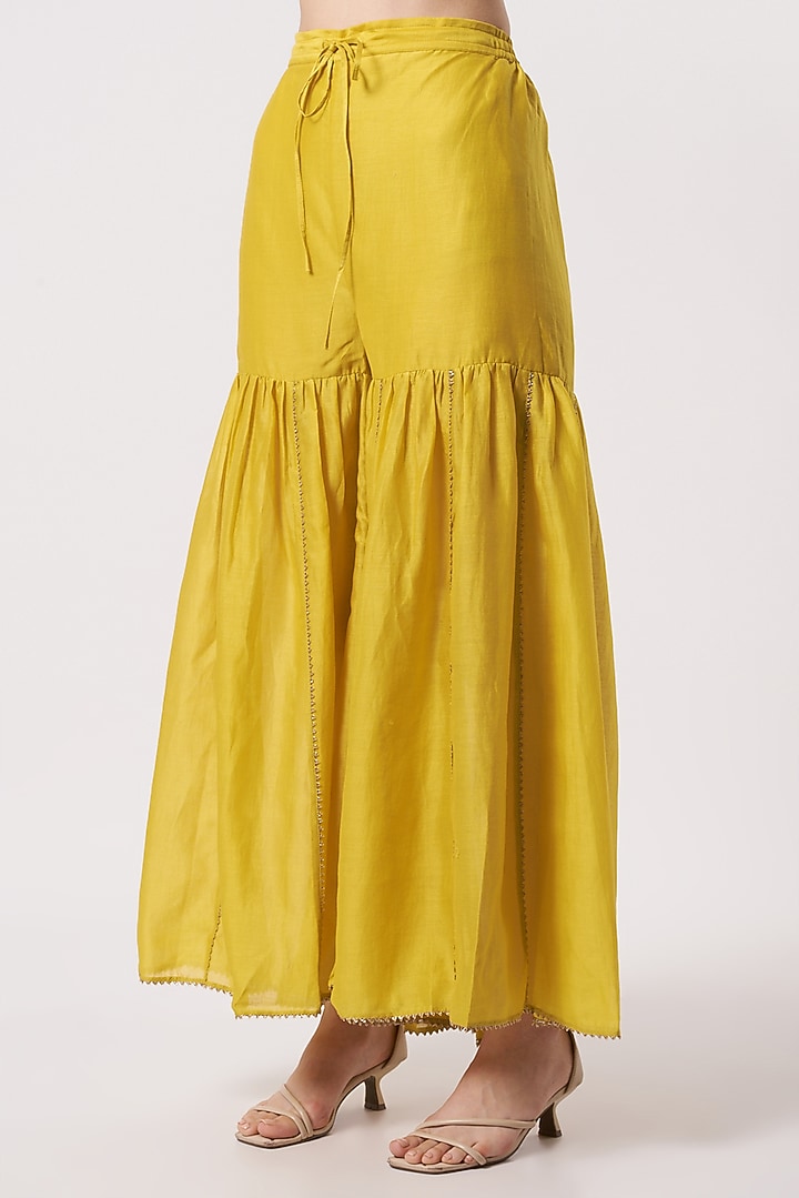 Mustard Embellished Wedding Sharara Set by Kavita Bhartia at Pernia's Pop Up Shop