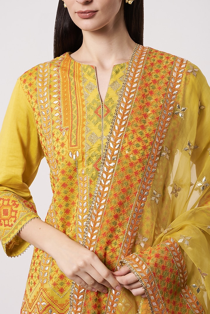 Mustard Embellished Wedding Sharara Set by Kavita Bhartia at Pernia's Pop Up Shop