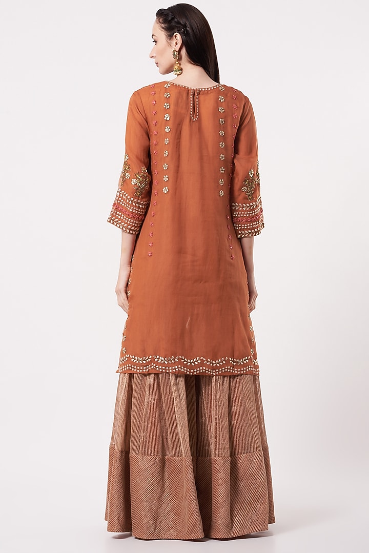 Rust Embroidered Bridal Sharara Set by Kavita Bhartia at Pernia's Pop Up Shop