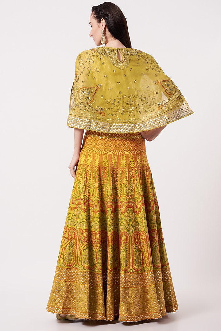 Yellow Dupion Embroidered Wedding Lehenga Set by Kavita Bhartia at Pernia's Pop Up Shop