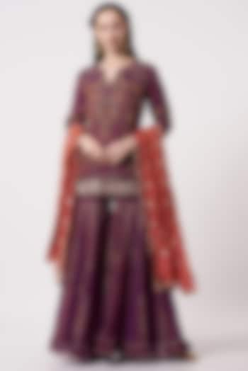 Purple Embellished Sharara Set by Kavita Bhartia