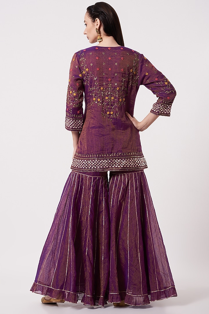 Purple Embellished Wedding Sharara Set by Kavita Bhartia at Pernia's Pop Up Shop