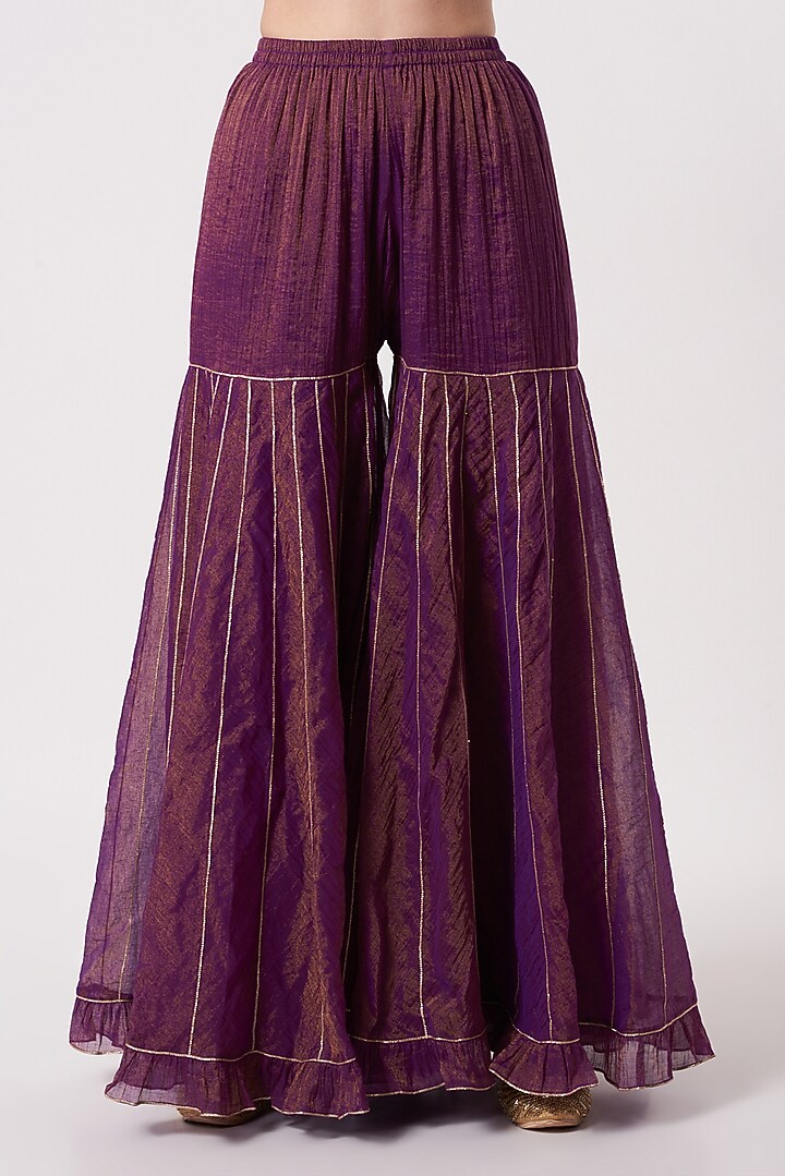 Purple Embellished Wedding Sharara Set by Kavita Bhartia at Pernia's Pop Up Shop