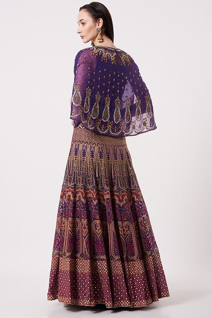 Purple Embroidered Bridal Sharara Set by Kavita Bhartia at Pernia's Pop Up Shop
