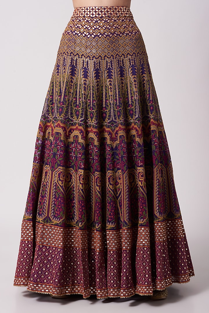 Purple Embroidered Bridal Sharara Set by Kavita Bhartia at Pernia's Pop Up Shop