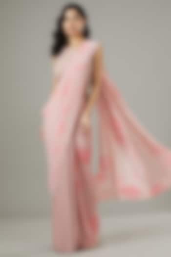 Light Pink Georgette Pre-Stitched Wedding Saree Set by Kavita Bhartia at Pernia's Pop Up Shop