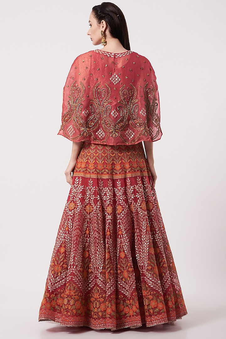 Red Embroidered Skirt Set by Kavita Bhartia at Pernia's Pop Up Shop