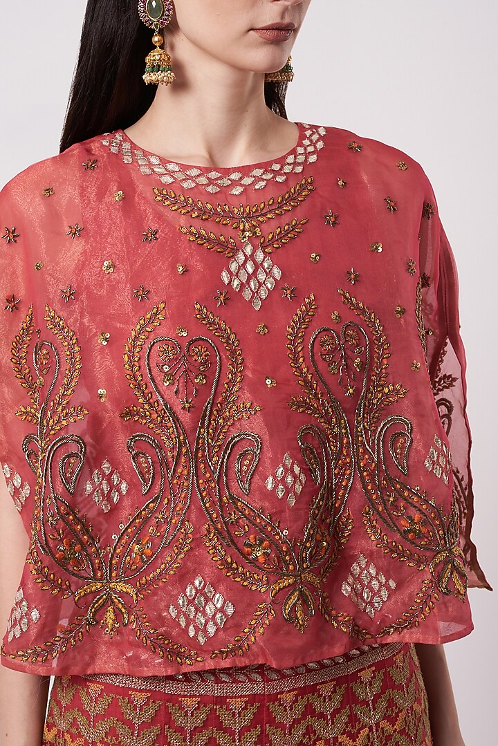 Red Embroidered Skirt Set by Kavita Bhartia at Pernia's Pop Up Shop