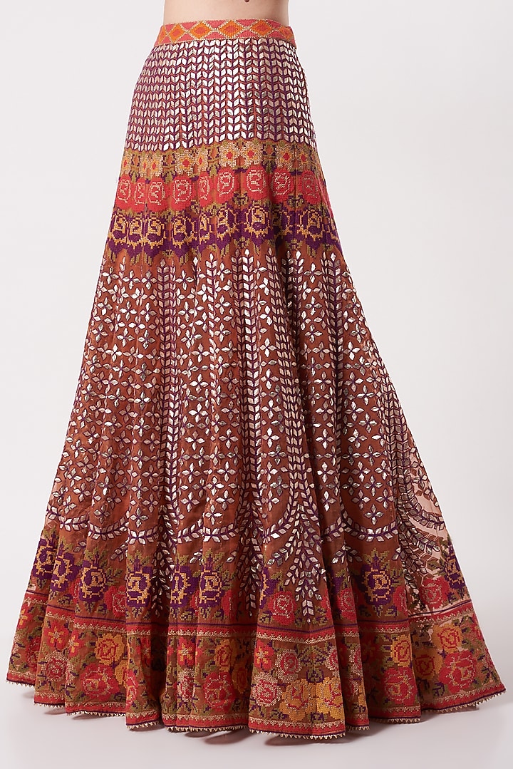 Rust Organza Embroidered Skirt Set by Kavita Bhartia at Pernia's Pop Up Shop