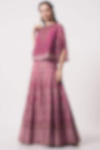 Hot Pink Dupion Embroidered Wedding Lehenga Set by Kavita Bhartia at Pernia's Pop Up Shop