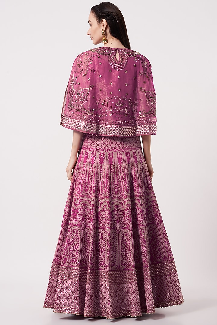 Hot Pink Dupion Embroidered Wedding Lehenga Set by Kavita Bhartia at Pernia's Pop Up Shop