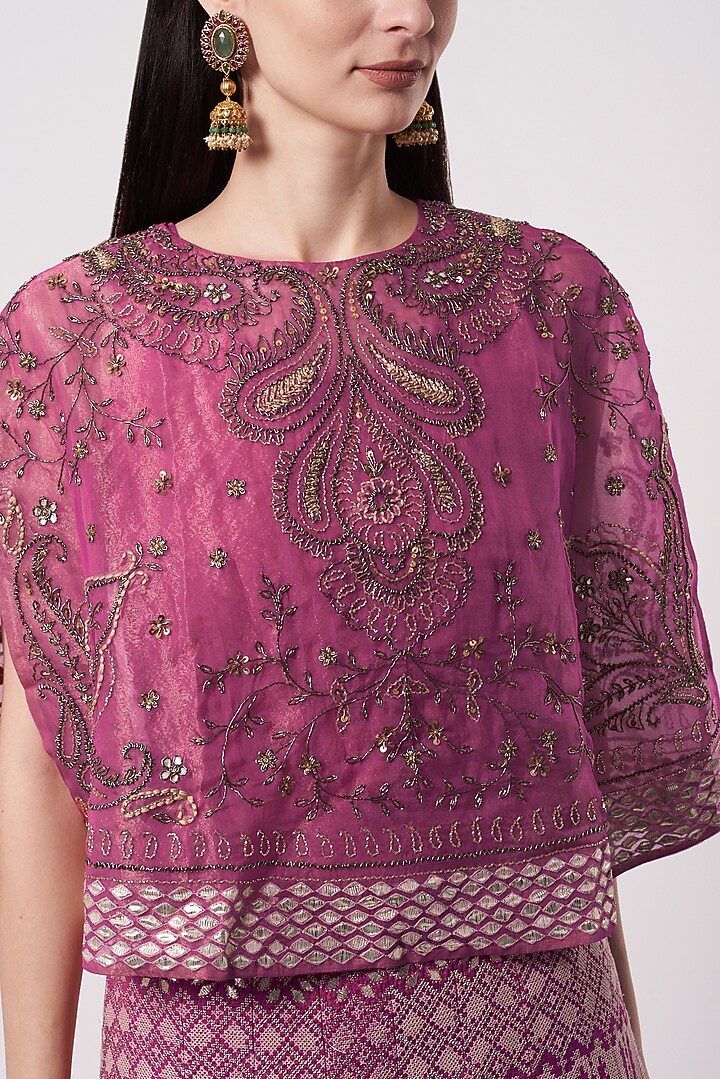 Hot Pink Dupion Embroidered Wedding Lehenga Set by Kavita Bhartia at Pernia's Pop Up Shop