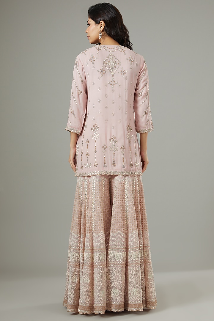 Pink Embroidered Bridal Sharara Set by Kavita Bhartia at Pernia's Pop Up Shop