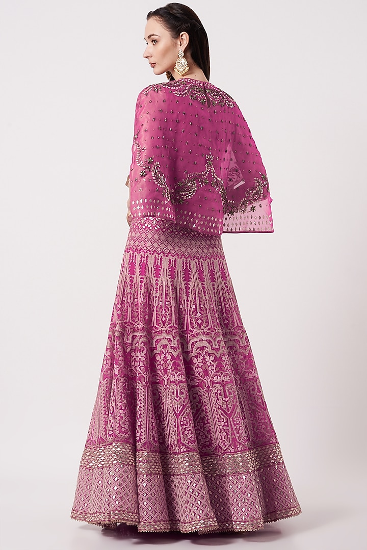 Hot Pink Dupion Embroidered Wedding Lehenga Set by Kavita Bhartia at Pernia's Pop Up Shop