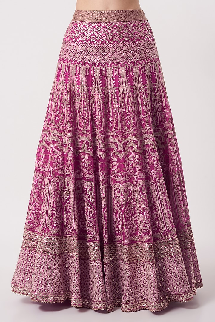 Hot Pink Dupion Embroidered Wedding Lehenga Set by Kavita Bhartia at Pernia's Pop Up Shop