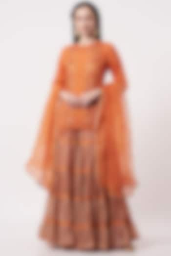 Orange Embroidered Sharara Set by Kavita Bhartia at Pernia's Pop Up Shop