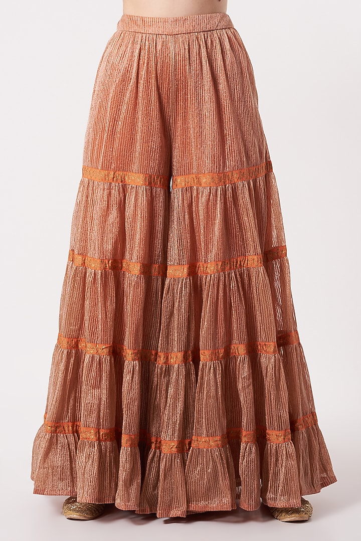 Orange Embroidered Wedding Sharara Set by Kavita Bhartia at Pernia's Pop Up Shop