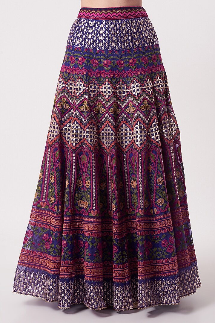 Purple & Hot Pink Embroidered Wedding Lehenga Set by Kavita Bhartia at Pernia's Pop Up Shop