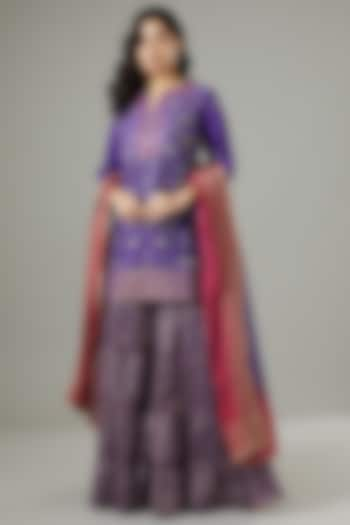 Purple Embroidered Sharara Set by Kavita Bhartia at Pernia's Pop Up Shop