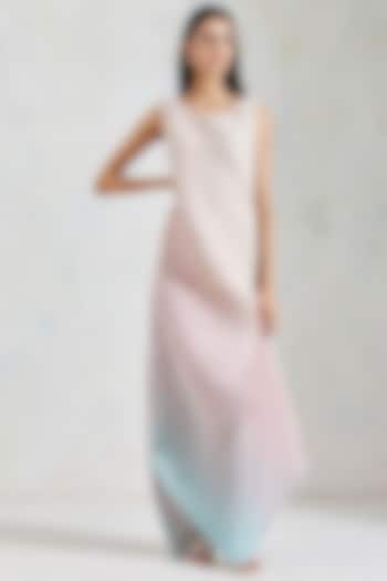 Pink & Aquatic Sage Shaded Dress by Kavita Bhartia at Pernia's Pop Up Shop