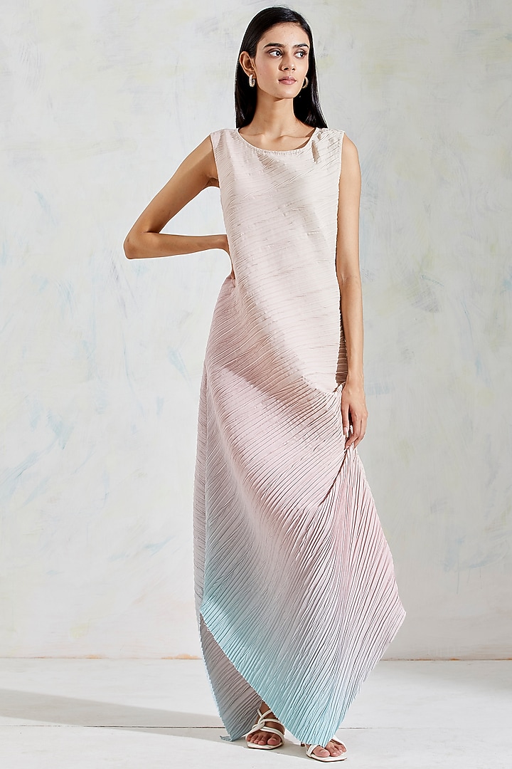 Pink & Aquatic Sage Shaded Dress by Kavita Bhartia at Pernia's Pop Up Shop